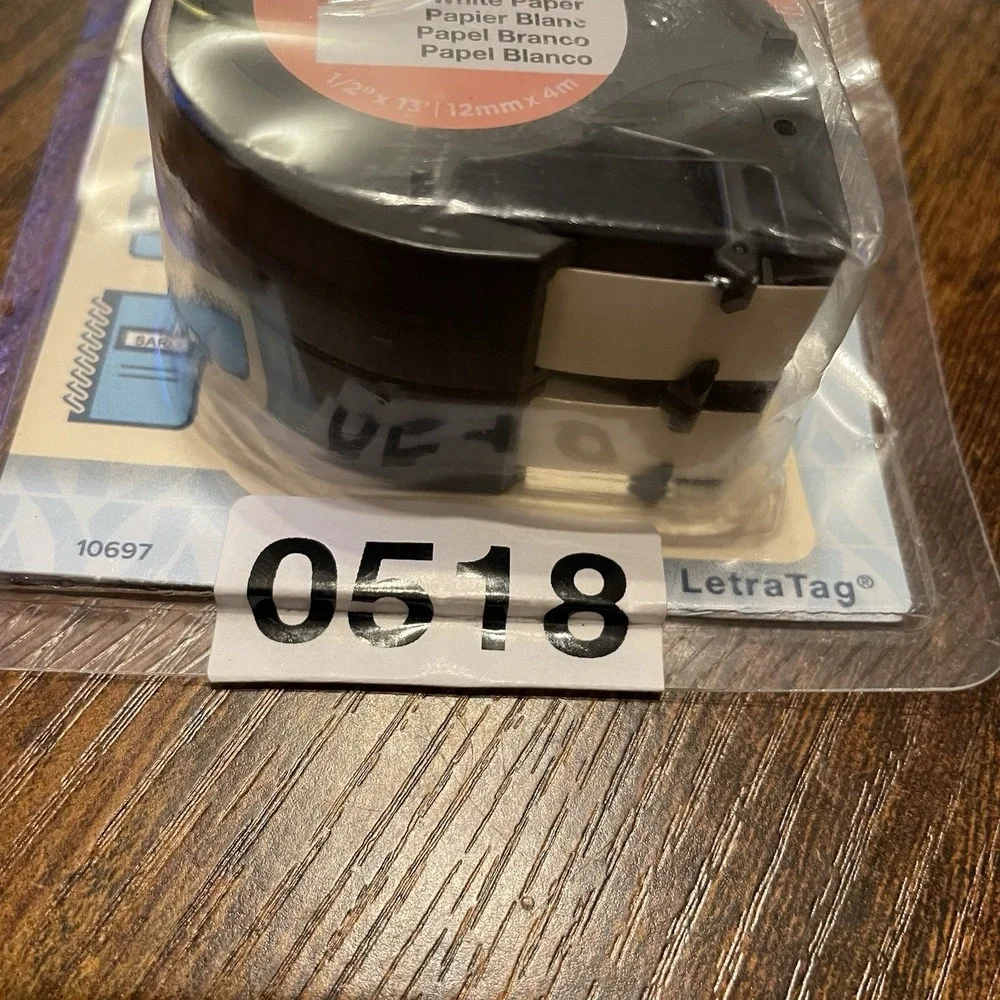 ✅DYMO LetraTag Refills 2 Pack White Paper Label Tape 12mm x 4m #️⃣0518